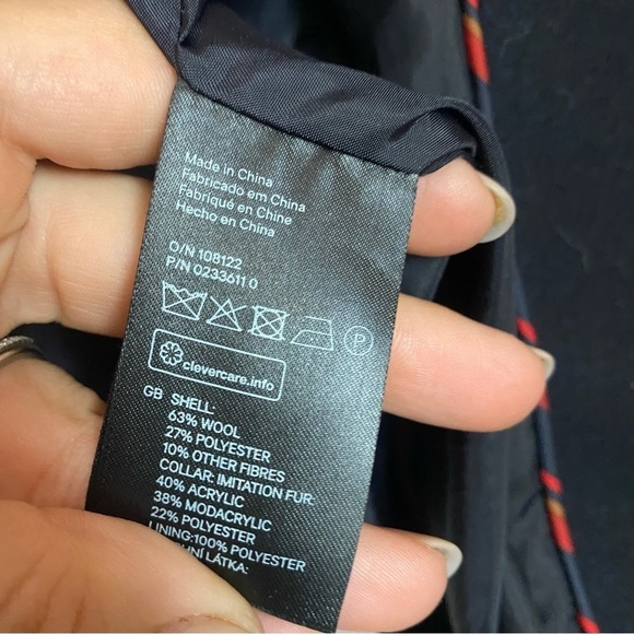 H&M navy toggle coat womens 8 - Picture 6 of 7